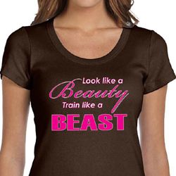 Ladies Fitness Shirt Look Like a Beauty Scoop Neck Tee T-Shirt Ladies Fitness Shirt Look Like a Beauty Scoop Neck Tee T-Shirt
