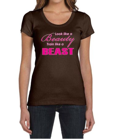 Ladies Fitness Shirt Look Like a Beauty Scoop Neck Tee T-Shirt