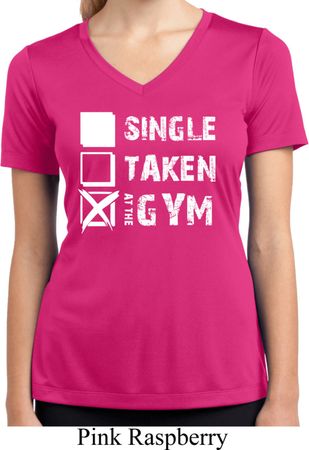 Ladies Fitness Shirt Single Taken Gym Moisture Wicking V-neck Tee