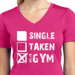 Ladies Fitness Shirt Single Taken Gym Moisture Wicking V-neck Tee