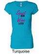 Ladies Fitness Shirt Squat Now Wine Later Longer Length Tee T-Shirt