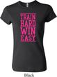 Ladies Fitness Shirt Train Hard Win Easy Crewneck Tee T-Shirt