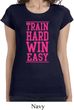 Ladies Fitness Shirt Train Hard Win Easy Longer Length Tee T-Shirt