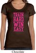 Ladies Fitness Shirt Train Hard Win Easy Scoop Neck Tee T-Shirt