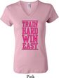 Ladies Fitness Shirt Train Hard Win Easy V-neck Tee T-Shirt