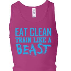 Ladies Fitness Tanktop Eat Clean Longer Length Racerback Tank