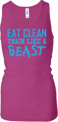 Ladies Fitness Tanktop Eat Clean Longer Length Racerback Tank