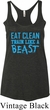 Ladies Fitness Tanktop Eat Clean Tri Blend Racerback Tank Top