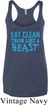 Ladies Fitness Tanktop Eat Clean Tri Blend Racerback Tank Top
