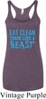 Ladies Fitness Tanktop Eat Clean Tri Blend Racerback Tank Top