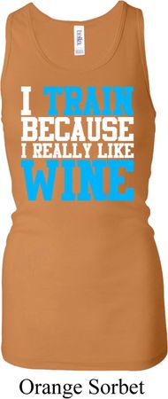 Ladies Fitness Tanktop I Train For Wine Longer Length Racerback Tank