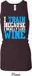 Ladies Fitness Tanktop I Train For Wine Longer Length Racerback Tank