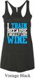 Ladies Fitness Tanktop I Train For Wine Tri Blend Racerback Tank Top