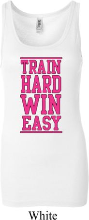 Ladies Fitness Tanktop Train Hard Win Easy Longer Length Tank Top