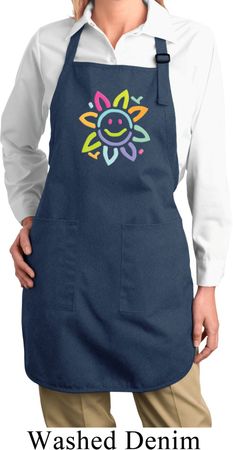Ladies Flower Apron Sunflower Full Length Apron with Pockets
