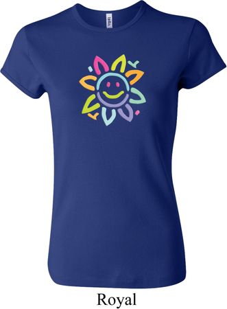 Ladies Flower Shirt Sunflower Crewneck Tee T-Shirt