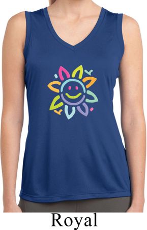 Ladies Flower Shirt Sunflower Sleeveless Moisture Wicking Tee T-Shirt