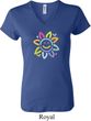 Ladies Flower Shirt Sunflower V-neck Tee T-Shirt