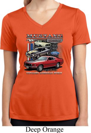 Ladies Ford Classic Mustangs Untamed Moisture Wicking V-neck