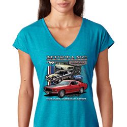 Ladies Ford Classic Mustangs Untamed Tri Blend V-neck Ladies Ford Classic Mustangs Untamed Tri Blend V-neck