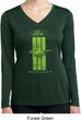 Ladies Ford Green Mustang Stripe Dry Wicking Long Sleeve