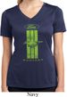 Ladies Ford Green Mustang Stripe Dry Wicking V-neck