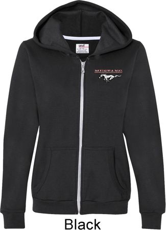 Ladies Ford Mustang Pocket Print Full ZIp Hoodie