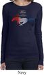 Ladies Ford Mustang Red White and Blue Long Sleeve