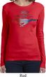 Ladies Ford Mustang Red White and Blue Long Sleeve