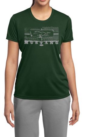 Ladies Ford Mustang Shirt Honeycomb Grille Moisture Wicking Tee