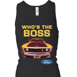 Ladies Ford Mustang Who's The Boss Longer Length Racerback Tank Top Ladies Ford Mustang Who's The Boss Longer Length Racerback Tank Top