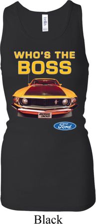 Ladies Ford Mustang Who's The Boss Longer Length Racerback Tank Top