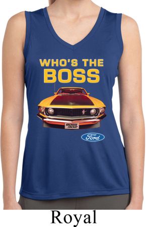 Ladies Ford Mustang Who's The Boss Sleeveless Moisture Wicking Shirt