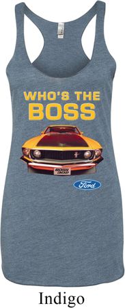 Ladies Ford Mustang Who's The Boss Tri Blend Racerback Tank Top