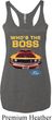 Ladies Ford Mustang Who's The Boss Tri Blend Racerback Tank Top
