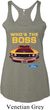 Ladies Ford Mustang Who's The Boss Tri Blend Racerback Tank Top