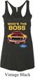 Ladies Ford Mustang Who's The Boss Tri Blend Racerback Tank Top