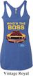 Ladies Ford Mustang Who's The Boss Tri Blend Racerback Tank Top