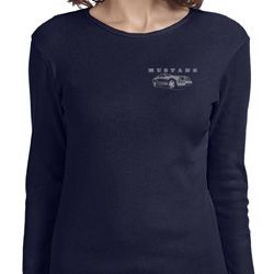 Ladies Ford Mustang with Grill Pocket Print Long Sleeve Shirt Ladies Ford Mustang with Grill Pocket Print Long Sleeve Shirt