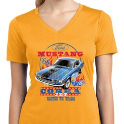 Ladies Ford Shirt 1968 Cobra Jet Moisture Wicking V-neck Shirt Ladies Ford Shirt 1968 Cobra Jet Moisture Wicking V-neck Shirt