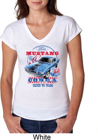Ladies Ford Shirt 1968 Cobra Jet Tri Blend V-Neck Shirt