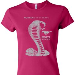Ladies Ford Shirt 50 Years Cobra Crewneck Tee T-Shirt