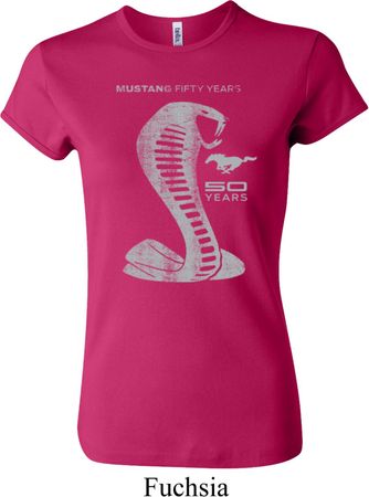 Ladies Ford Shirt 50 Years Cobra Crewneck Tee T-Shirt