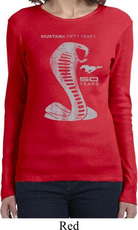 Ladies Ford Shirt 50 Years Cobra Long Sleeve Tee T-Shirt