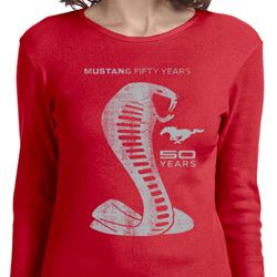 Ladies Ford Shirt 50 Years Cobra Long Sleeve Tee T-Shirt