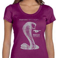 Ladies Ford Shirt 50 Years Cobra Scoop Neck Tee T-Shirt