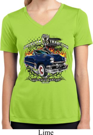 Ladies Ford Shirt American Tradition Moisture Wicking V-neck Shirt