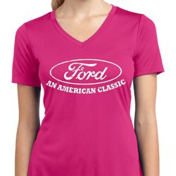 Ladies Ford Shirt An American Classic Moisture Wicking V-neck Shirt