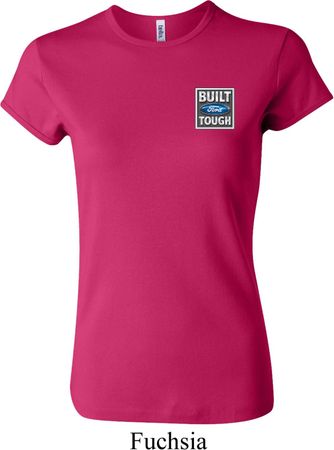 Ladies Ford Shirt Built Ford Tough Pocket Print Crewneck Tee T-Shirt
