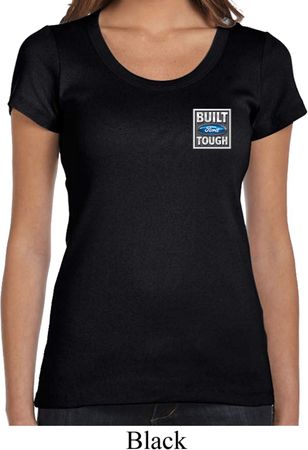 Ladies Ford Shirt Built Ford Tough Pocket Print Scoop Neck Tee T-Shirt